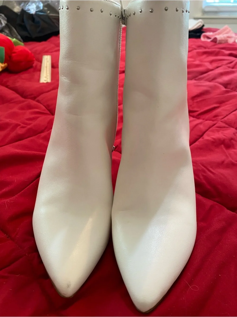 Charles David White studded Pointed Toe Stiletto Ankle Boots  7 concert party